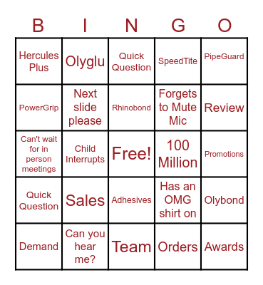 Omg Bing Bingo Card