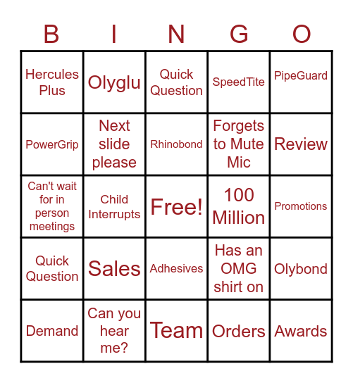 Omg Bing Bingo Card