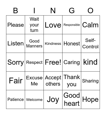 Patience Bingo Card