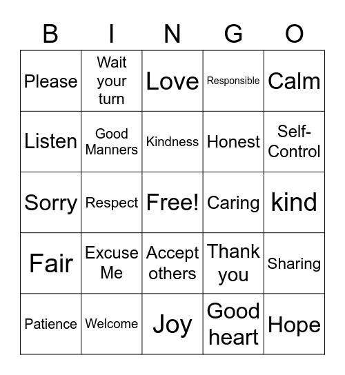 Patience Bingo Card