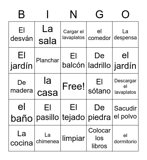 Santillana 2 - Unidad 2 Desafío 1 vocabulario Bingo Card