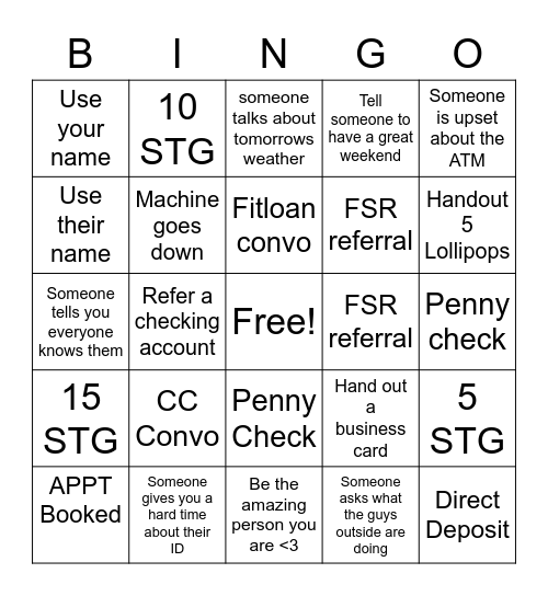 Have Fun at Work Day! Bingo Card