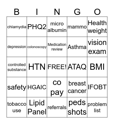 Quality Bingo Card