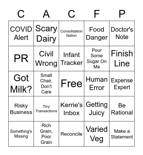 Microsoft Word  Bingo Card