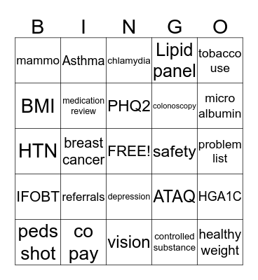 Quality Bingo Card