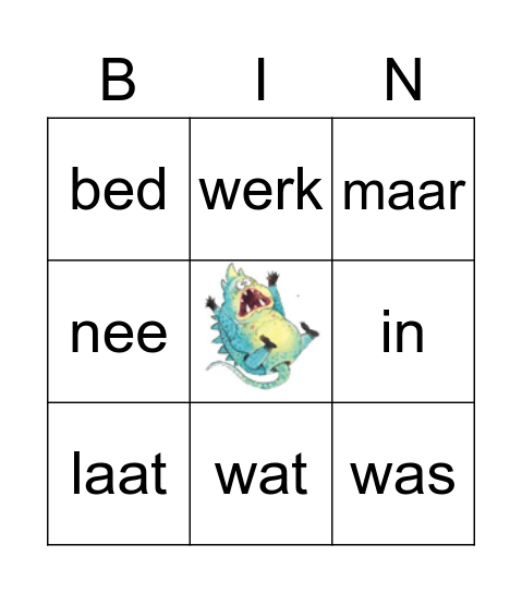 Maar eerst ving ik een monster! Bingo Card