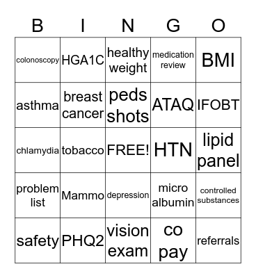 Quality Bingo Card