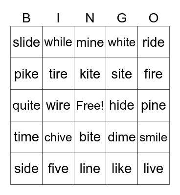 SPIRE 2.8 I-E Bingo Card