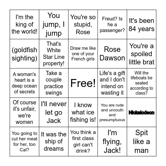 Titanic Bingo Card