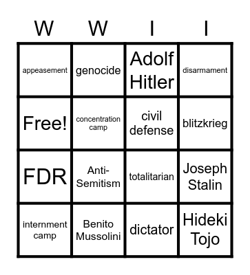 Vocabulary BINGO Card