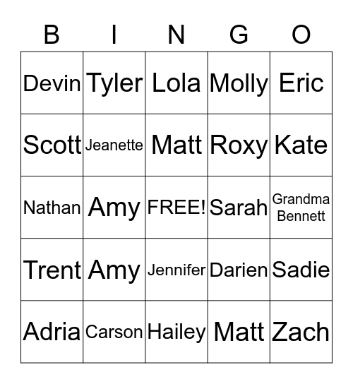 Bennett 4th of July Bingo Card