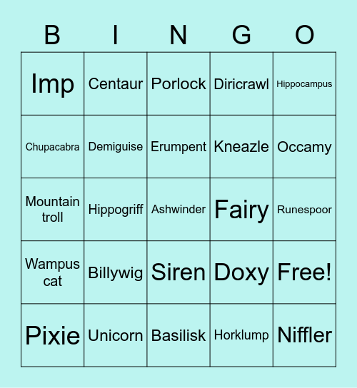 Newts trunk bingo Card