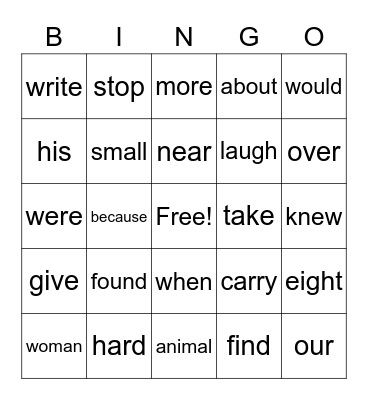 1-4b Bingo Card