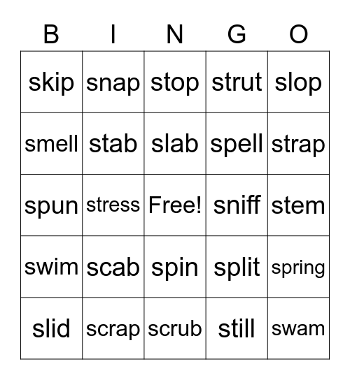 "S Blends" Bingo Card