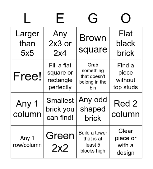 Lego Bingo! Bingo Card