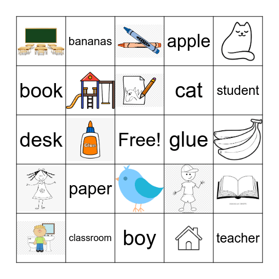 School Bingo Card