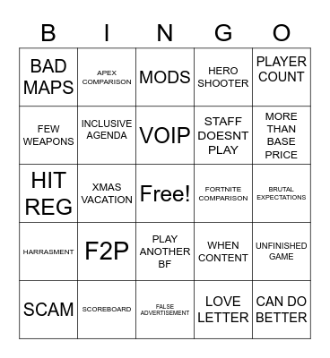 2042 Complaint Bingo 2 Bingo Card