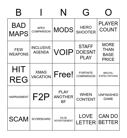 2042 Complaint Bingo 2 Bingo Card