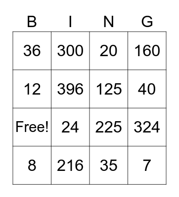 Finding Fraction of a Whole Bingo Card