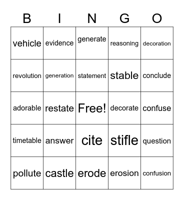3.3 SPELLING Bingo Card