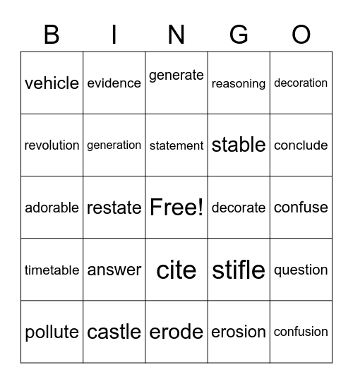 3.3 SPELLING Bingo Card