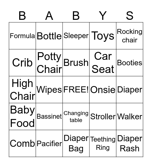 Lisa Baby Shower Bingo Card