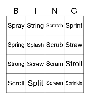 S Blends Bingo Card