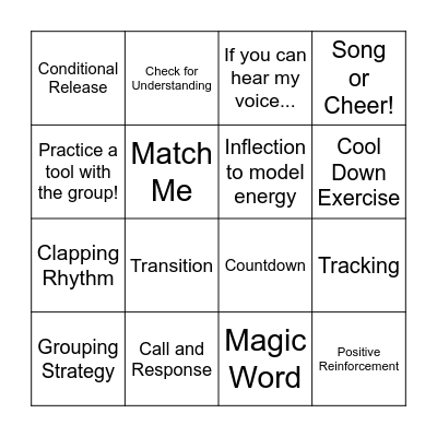 Group Manangement Bingo Card