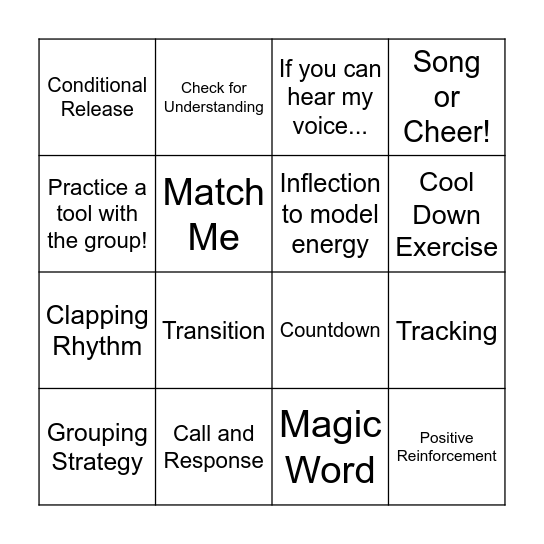 Group Manangement Bingo Card