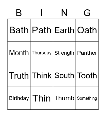 th Bingo Card