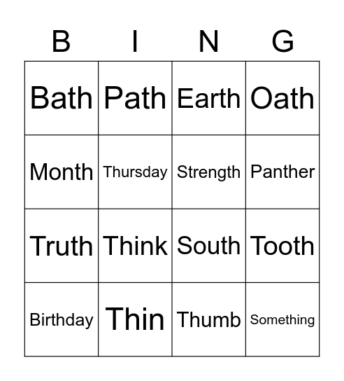 th Bingo Card
