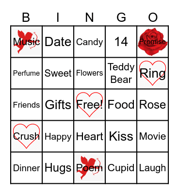 2022 Valentine's Day Bingo Card