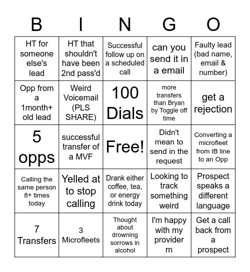 ADR BINGO Card