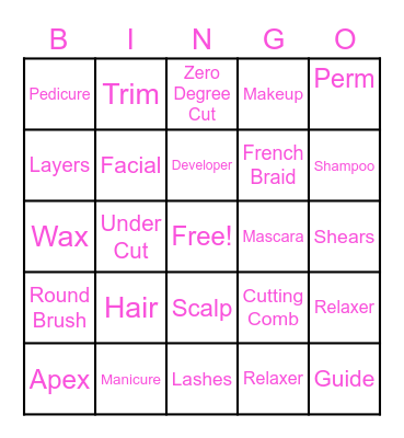 Cosmetology Bingo Card