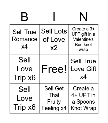 Valentine's Day Gifts Bingo Card