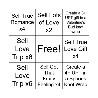 Valentine's Day Gifts Bingo Card