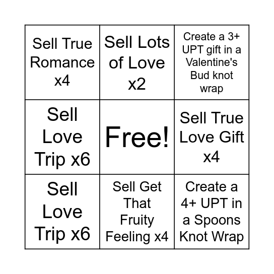 Valentine's Day Gifts Bingo Card