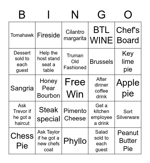 Server Bingo Card