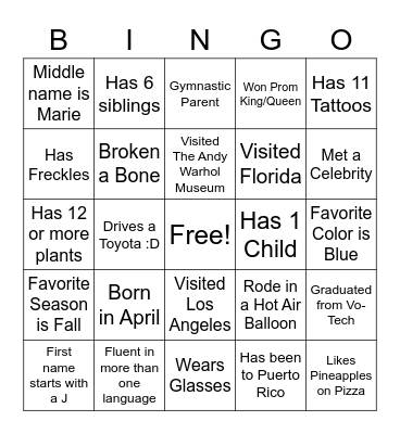 Get to KNOW your LO Bingo Card