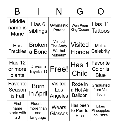 Get to KNOW your LO Bingo Card