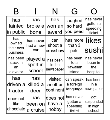 Brown Family Reunion Bingo Card