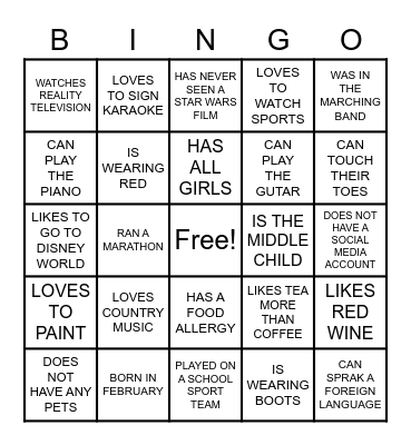 Academy BINGO Card