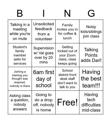 EDU TEAM BINGO Card
