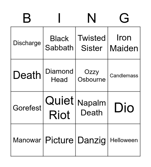 Metal Bingo #4 Bingo Card