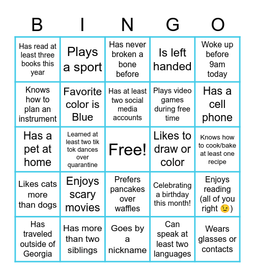 Team building bingo! Bingo Card