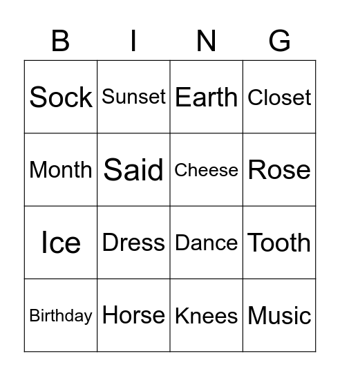 /th s z/ Bingo Card