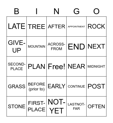 Chapter 16 Vocab Bingo Card