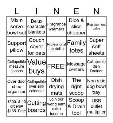 Linen world and more Bingo Card
