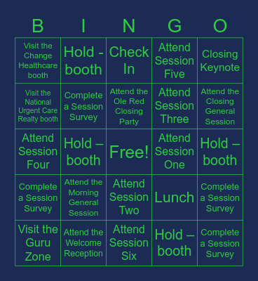 Urgent Care Connect Bingo Card