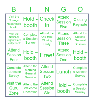 Urgent Care Connect Bingo Card